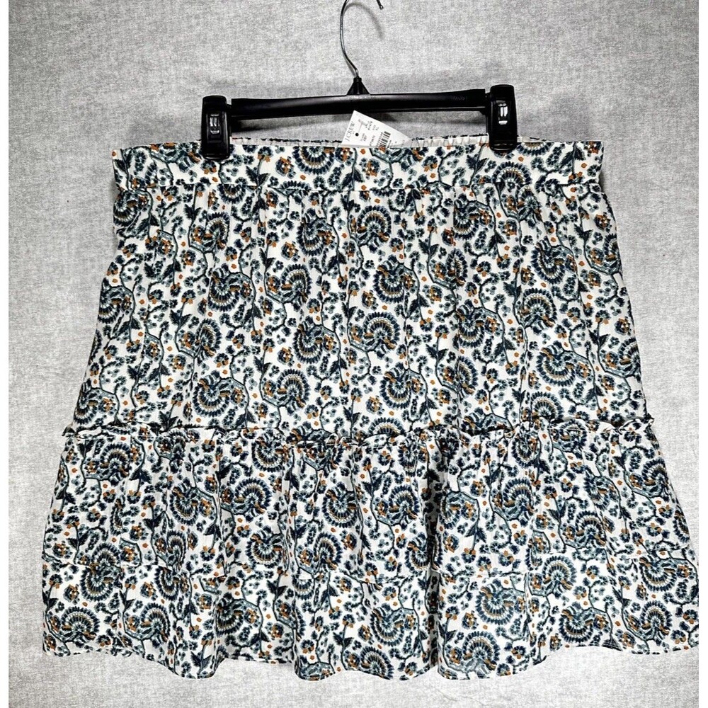 NWT J.Crew Womens A Line Skirt Multicolor Floral Above Knee Lined Tiered Size XL